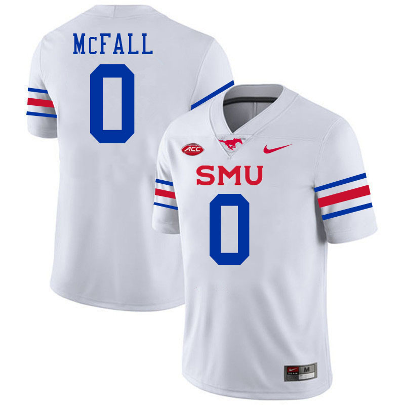 SMU Mustangs #0 Derrick McFall Jersey College Football Uniforms-White